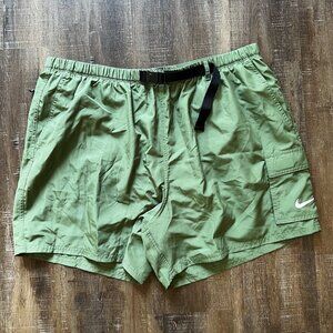 Nike Swim Shorts 2XL Mens 5" Belted Packable Green Trunks $60